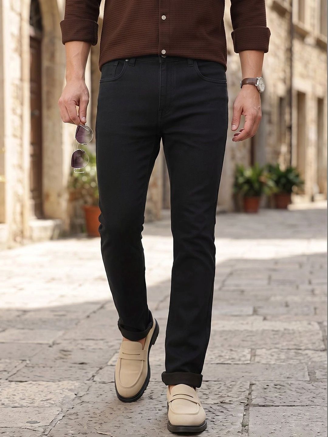 Thomas Scott Men Smart Straight Fit Mid-Rise Stretchable Jeans