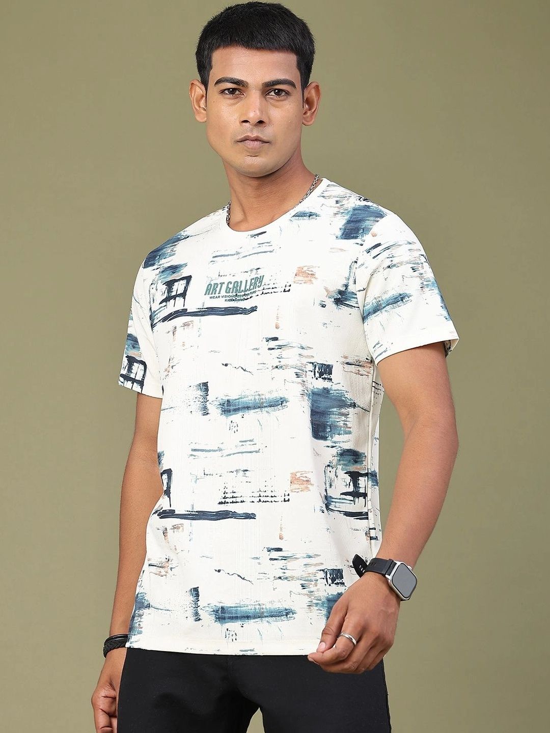 V-Mart Men Printed Slim Fit T-shirt