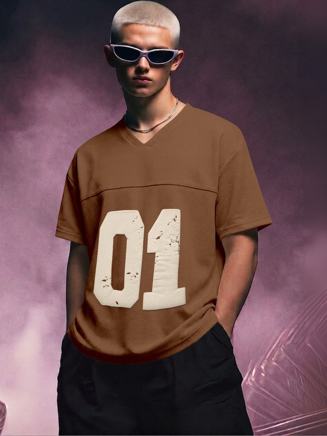 FTX Men Typography V-Neck T-shirt
