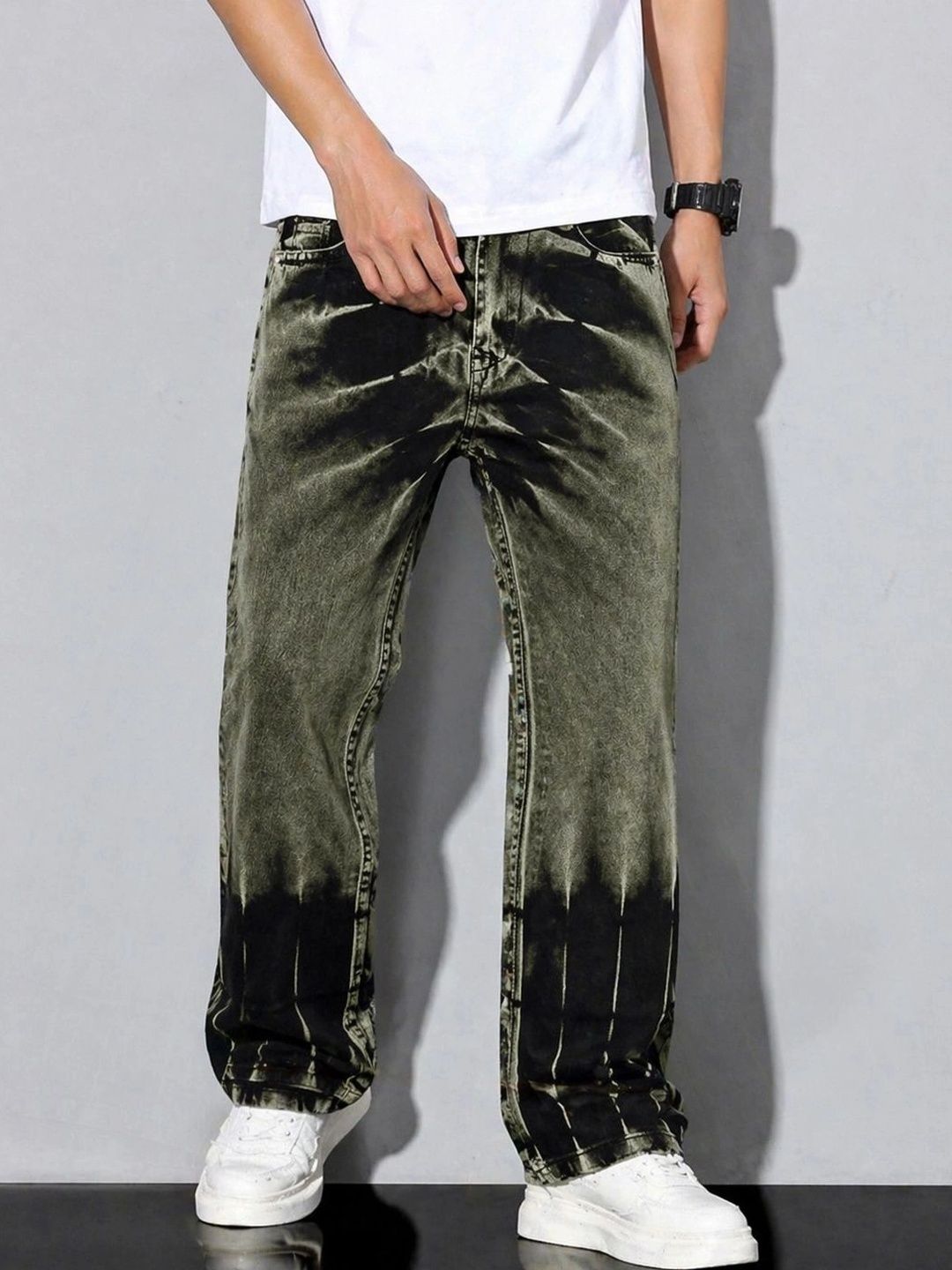 VERTICALS Men Straight Fit Mid-Rise Acid Wash Jeans