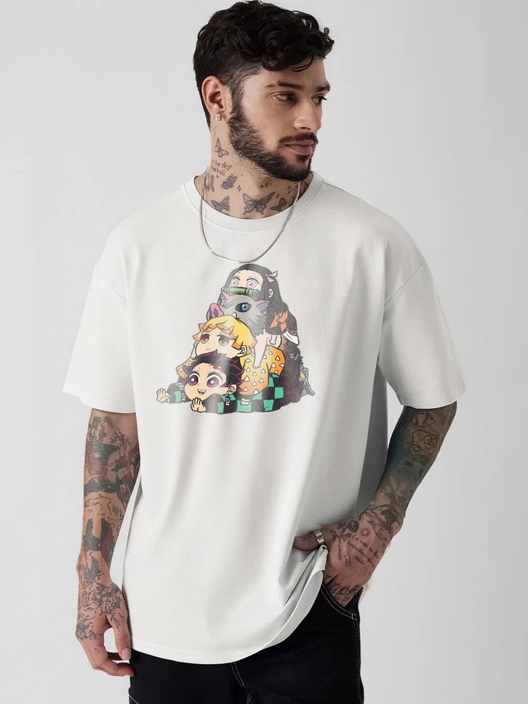 Moda rapido X TOGS & TERRE Men Printed Drop-Shoulder Sleeves Organic Cotton Blend T-shirt