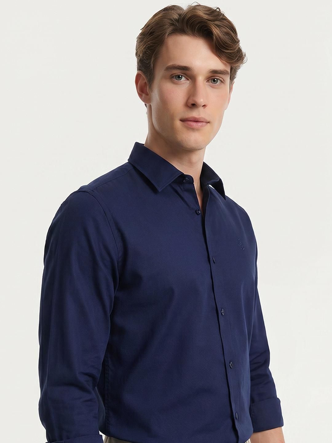 Mast & Harbour Easy Drape Navy Blue Shirt