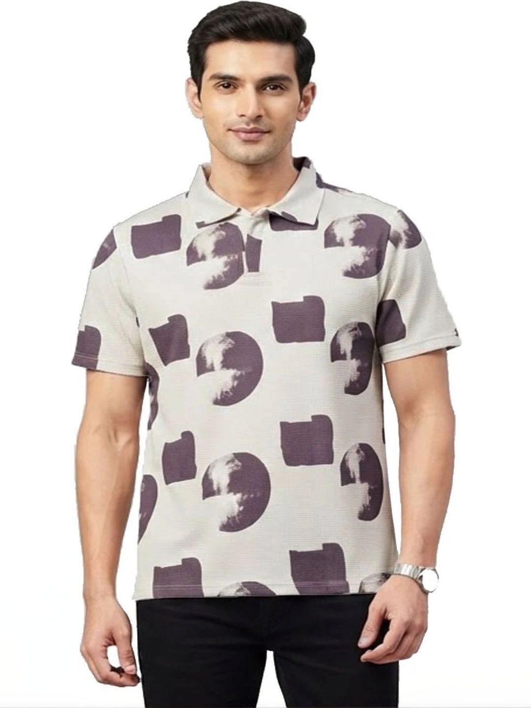 MPRAVEEN Men Printed Polo Collar T-shirt
