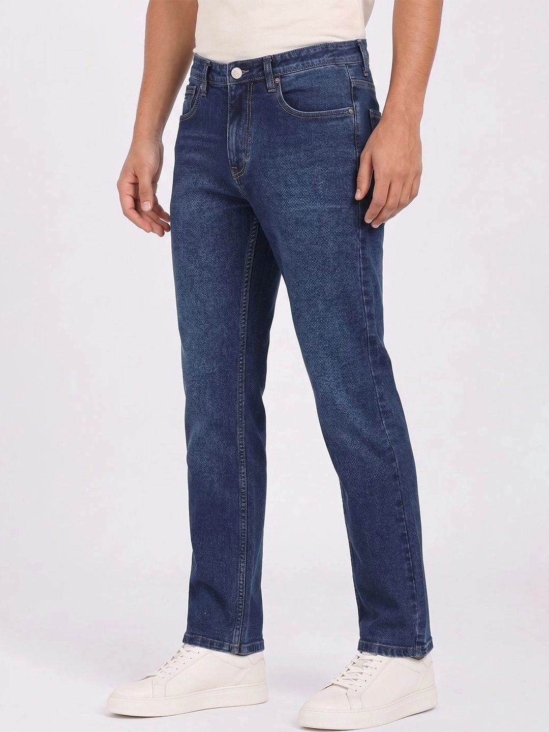 THUNDER JEANS Men Straight Fit Mid-Rise Stretchable Jeans