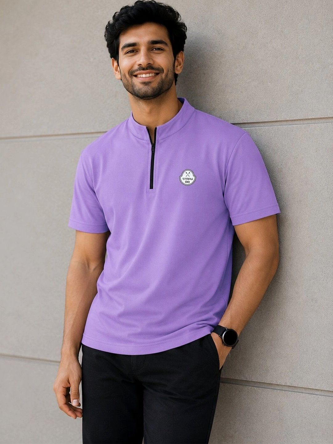 STRAY88 Lavender Brand Logo High Neck T-shirt
