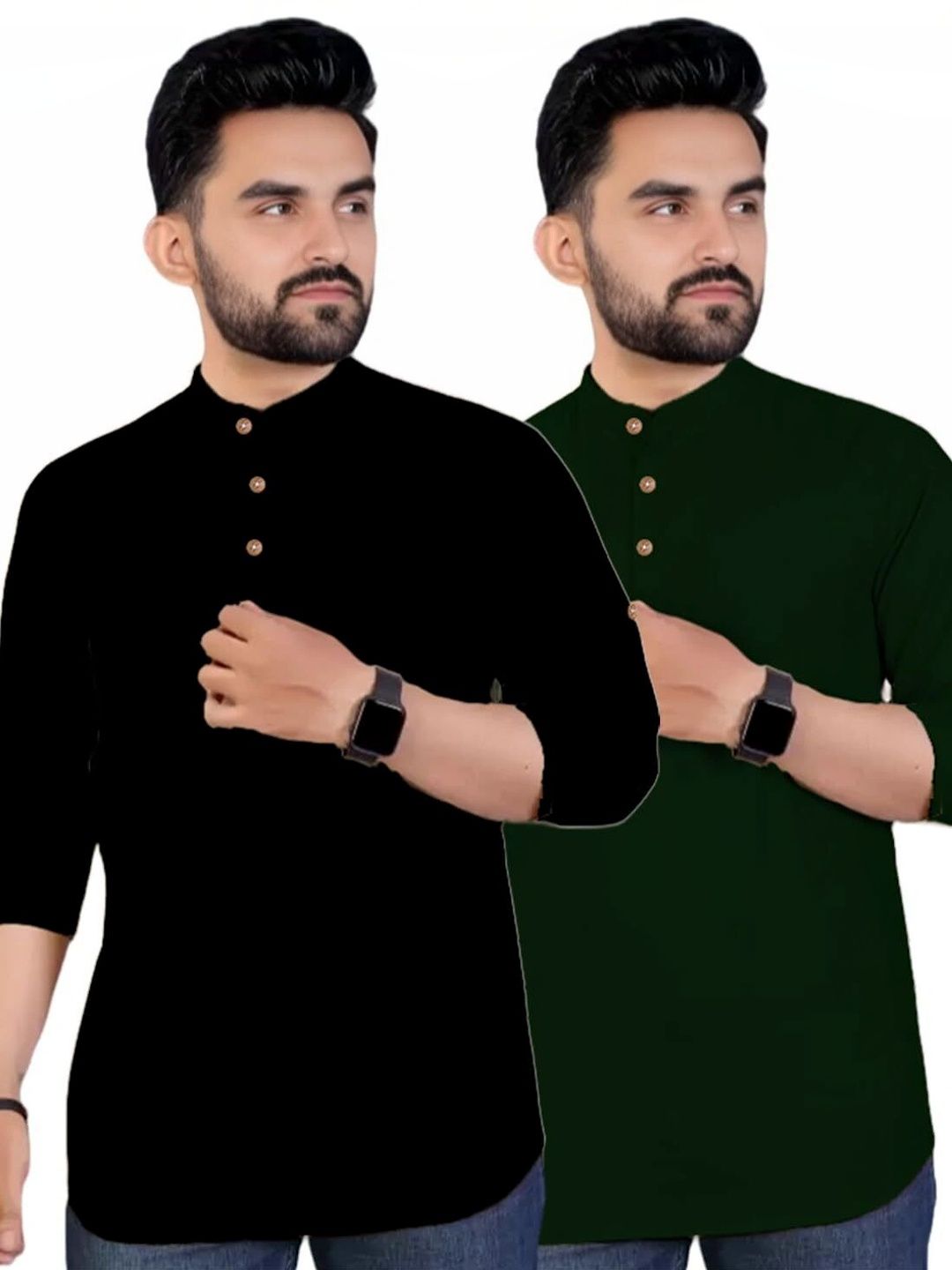 Amrit Trending Men Pack of 2 Cotton Mandarin Collar Kurta