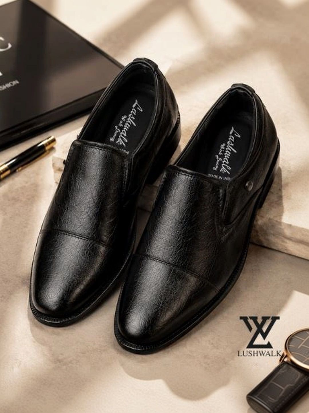 Lushwalk Men Leather Round-Toe Formal Shoes