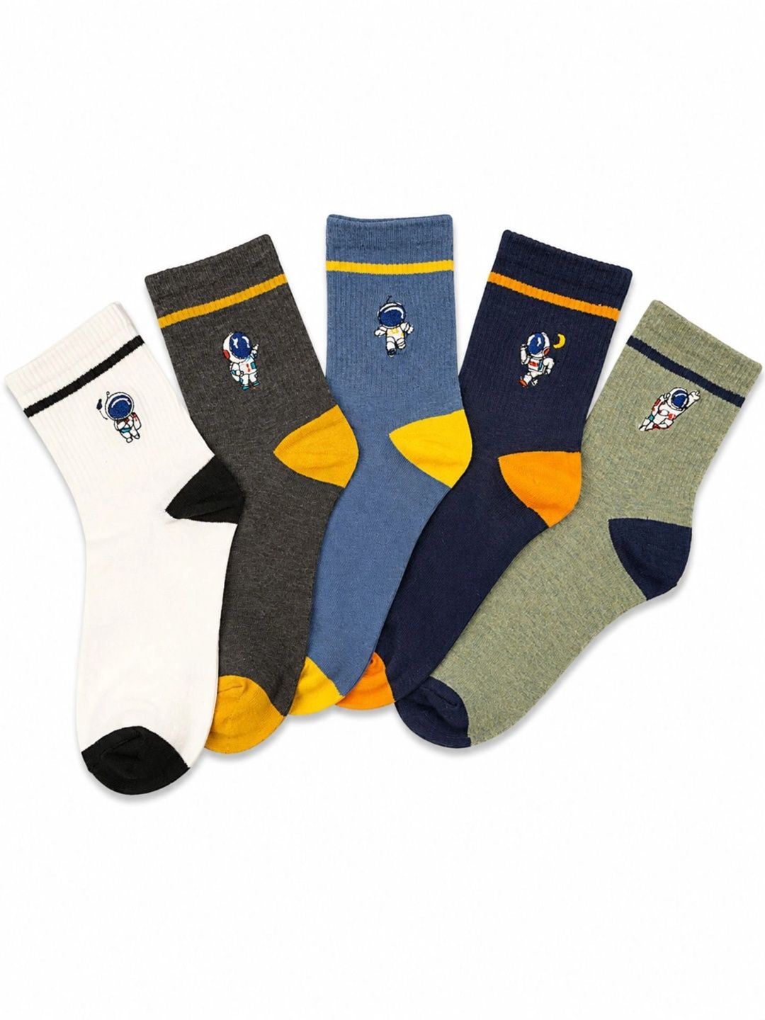 ZIBELL Men Pack of 5 Cotton Assorted Patterned Above Ankle Socks