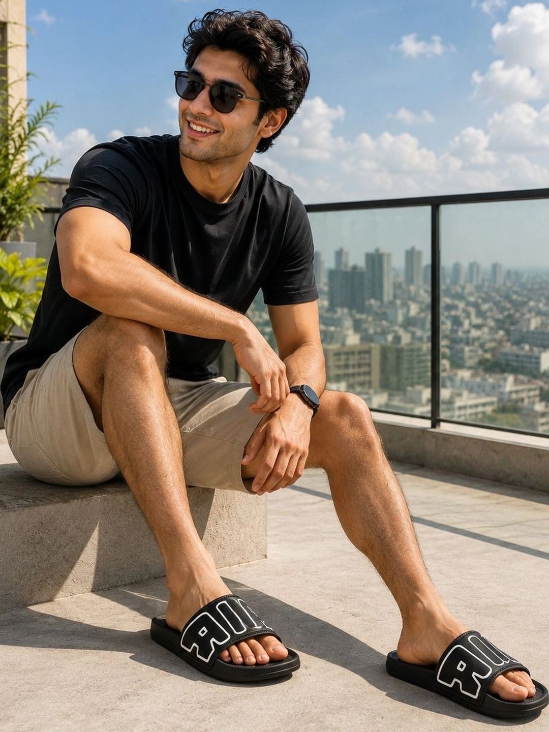 TRV Men Printed Sliders