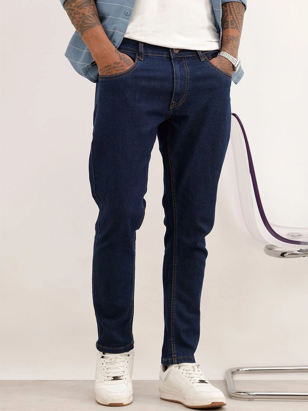 WROGN Men Slim Fit Mid-Rise Stretchable Jeans