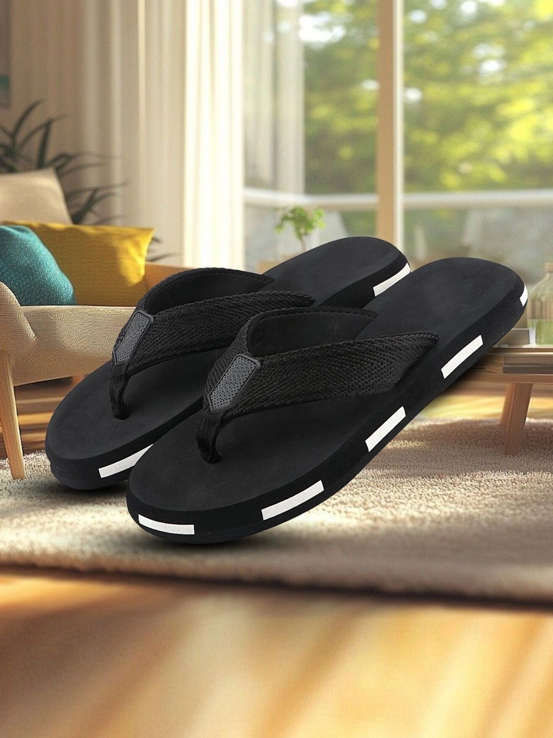 Roadster Men Striped Rubber Thong Flip-Flops