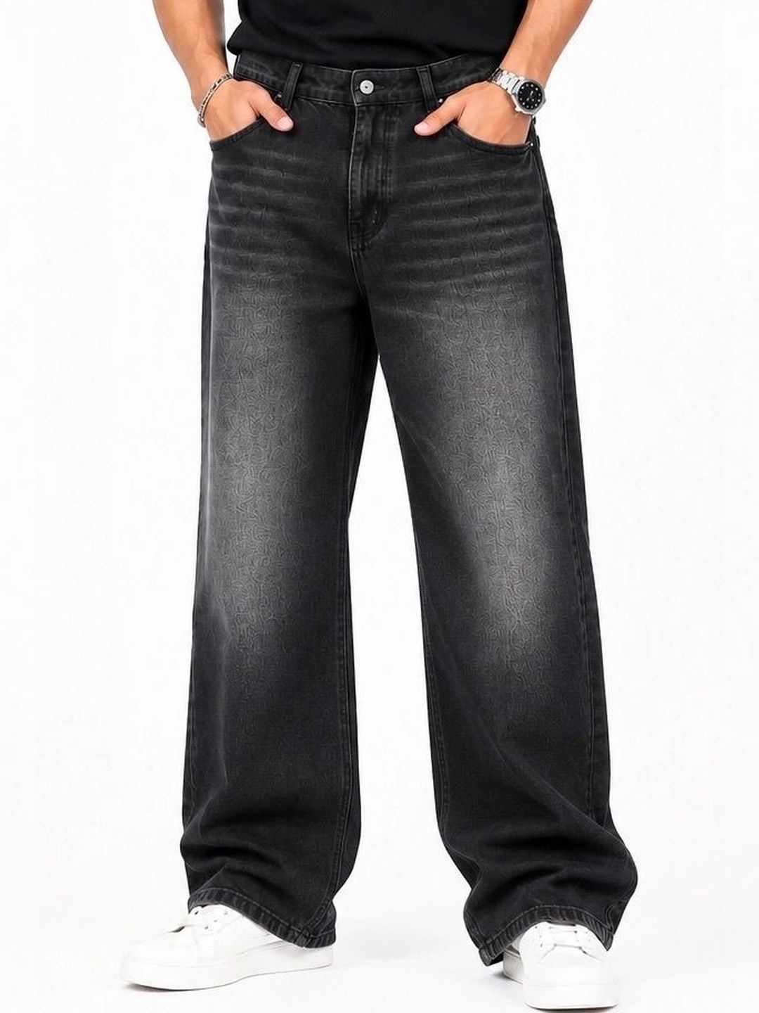 MQ Denim Men Straight Fit Mid-Rise Low Distress Light Fade Jeans