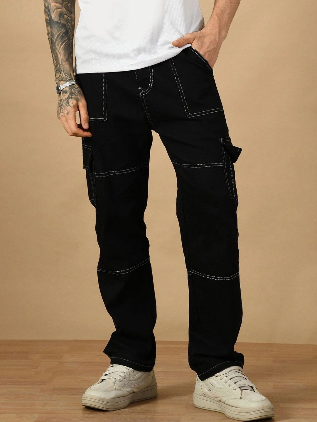R.Code by The Roadster Life Co. Men Classic Relaxed Fit Mid-Rise Stretchable Jeans