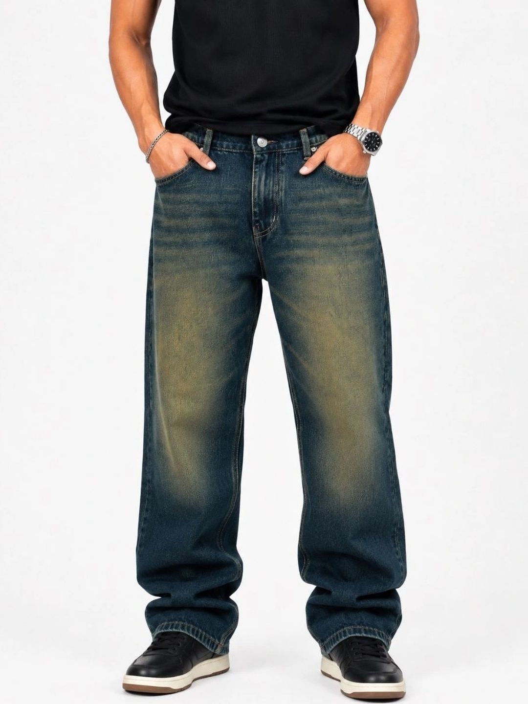 MQ Denim Men Straight Fit Mid-Rise Light Fade Jeans
