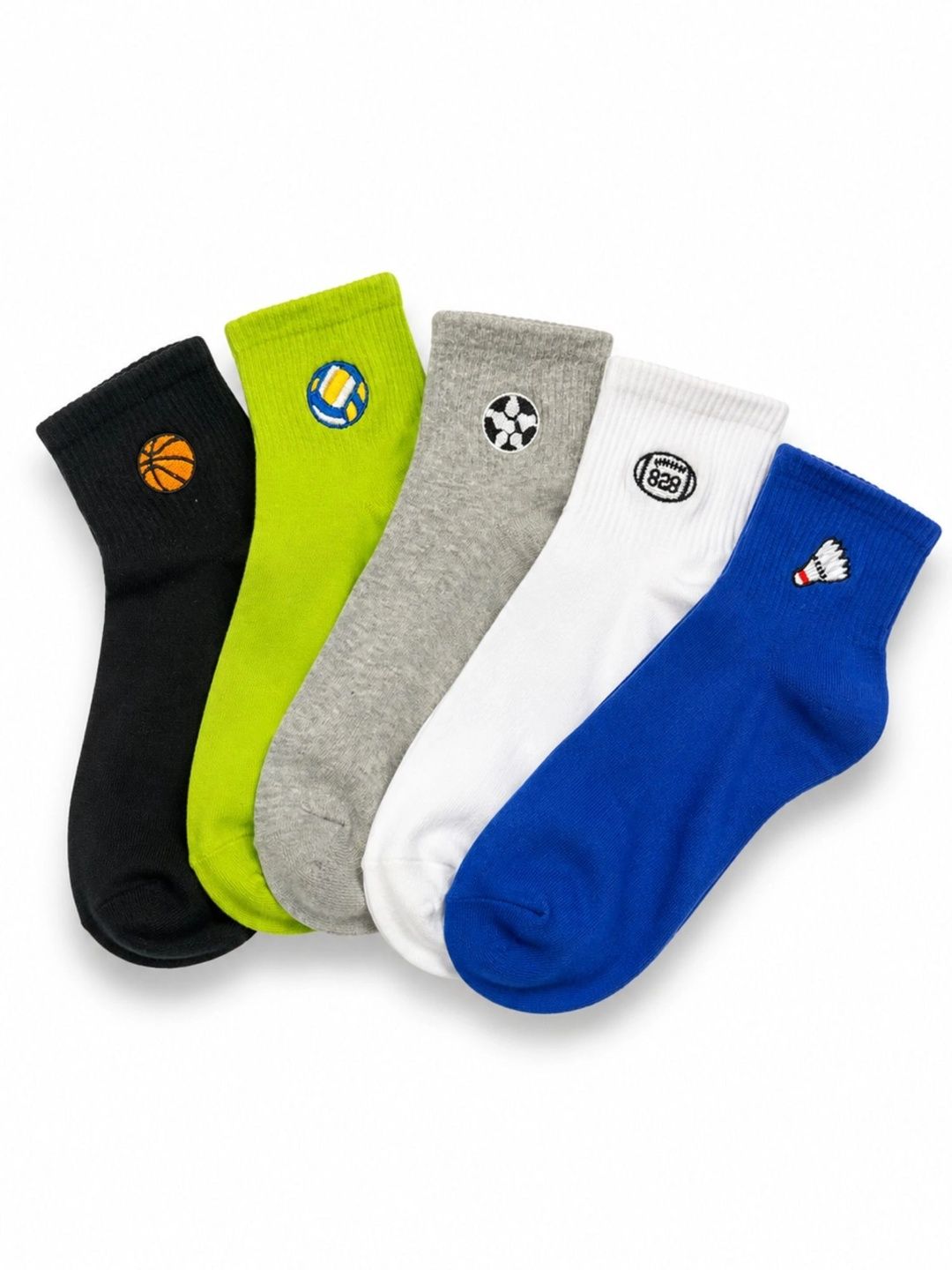 ZIBELL Men Pack of 5 Cotton Assorted Patterned Ankle Length Socks
