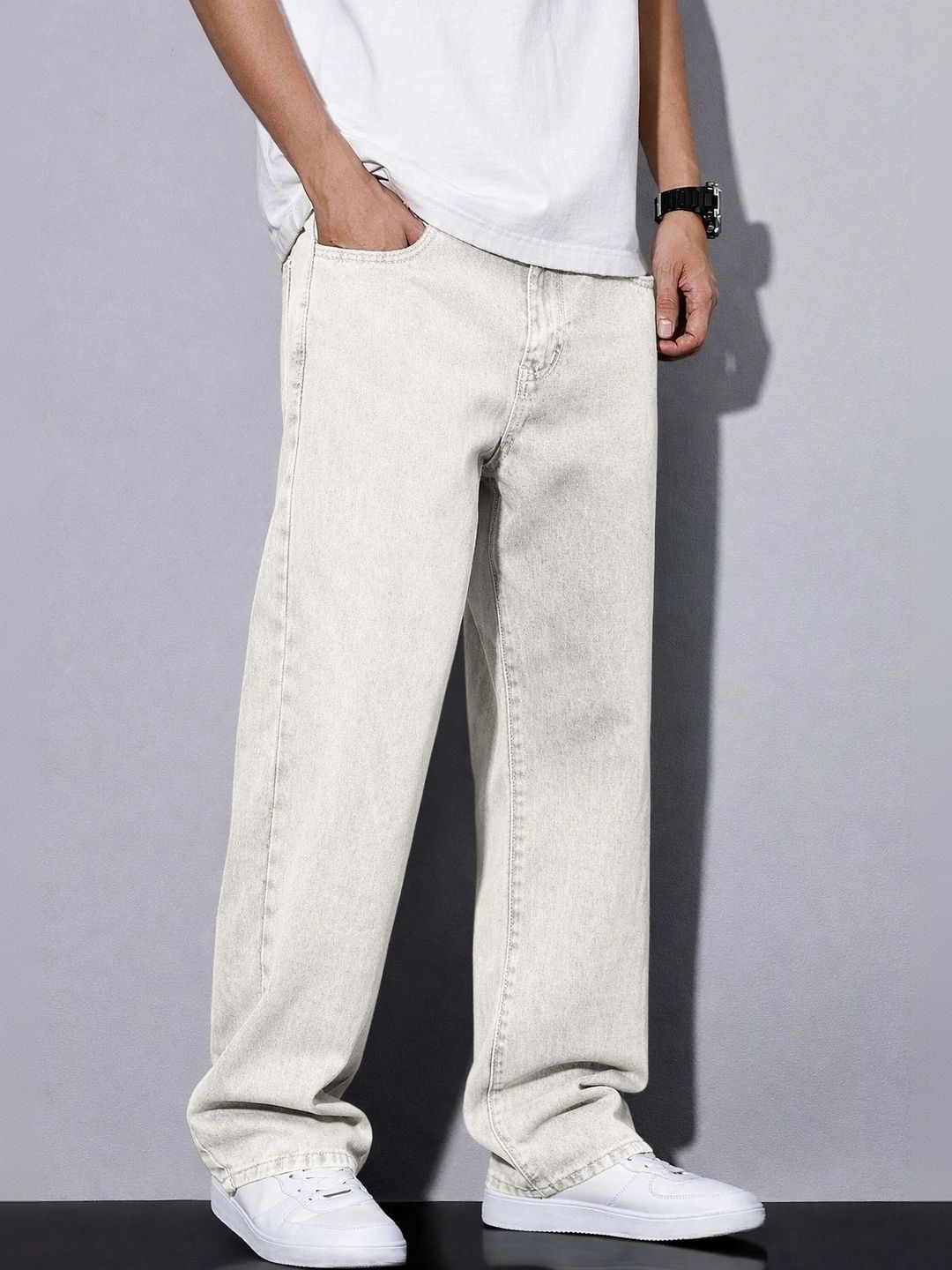 PLUS 91 Men Smart Straight Fit Mid-Rise Jeans