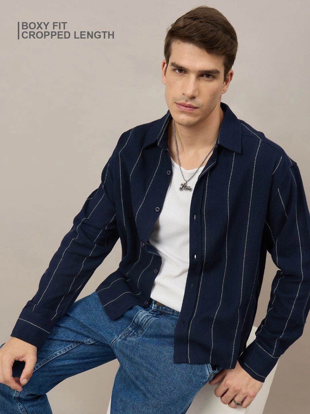 CHIMPAAANZEE Men Boxy Striped Casual Shirt