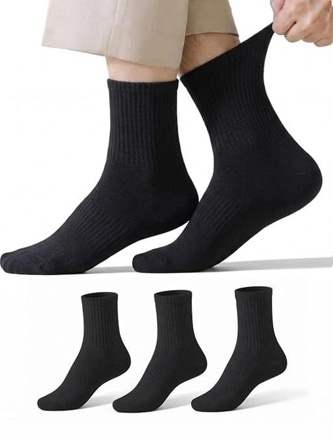 GYMOX Men Pack of 3 Cotton Blend Assorted Above Ankle Socks