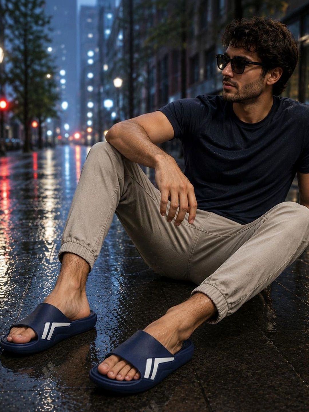 TRV Men Printed Sliders