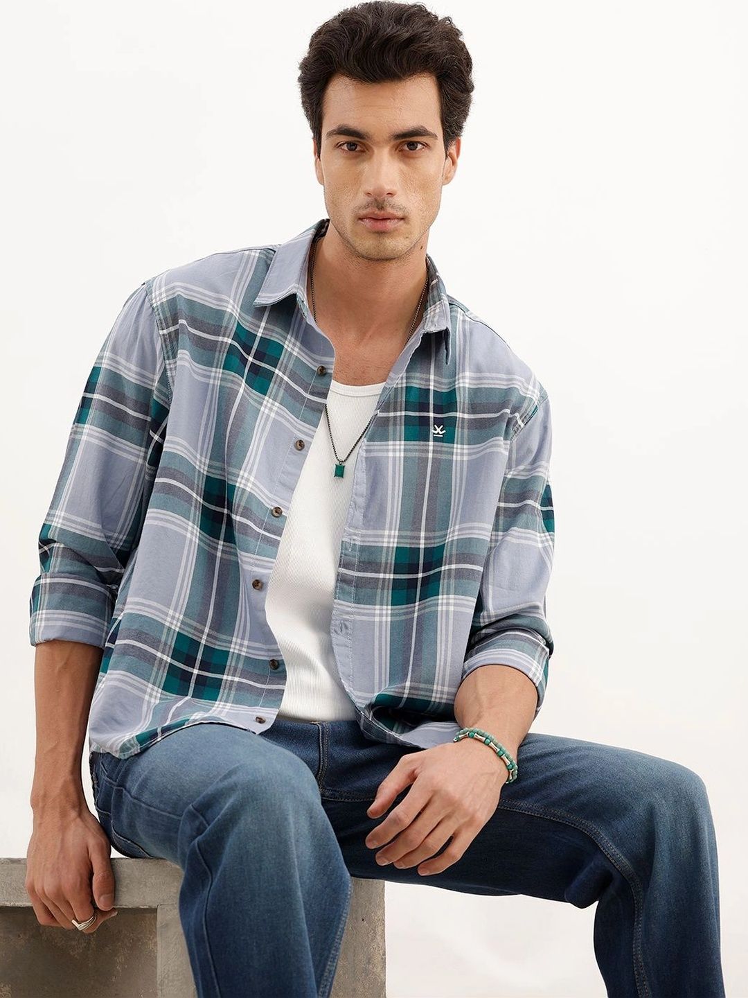 WROGN Men Comfort Tartan Checks Checked Casual Shirt