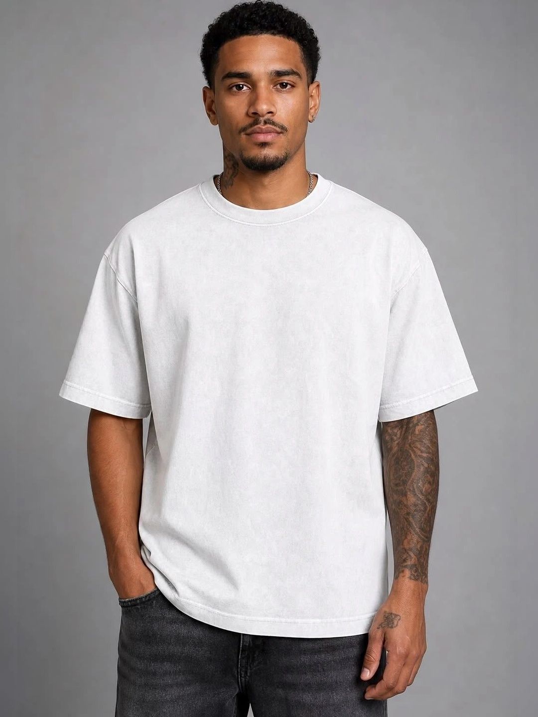 MADMOJO Men Solid Oversized fit T-shirt