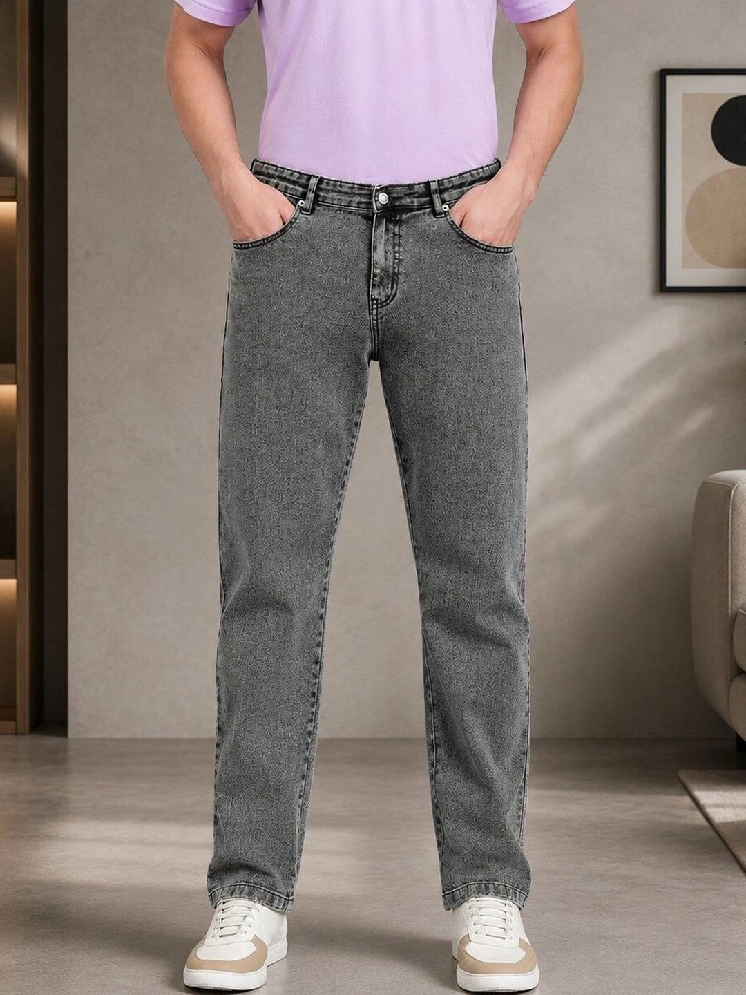 HIGH DENIM Men Straight Fit Mid-Rise Stretchable Jeans