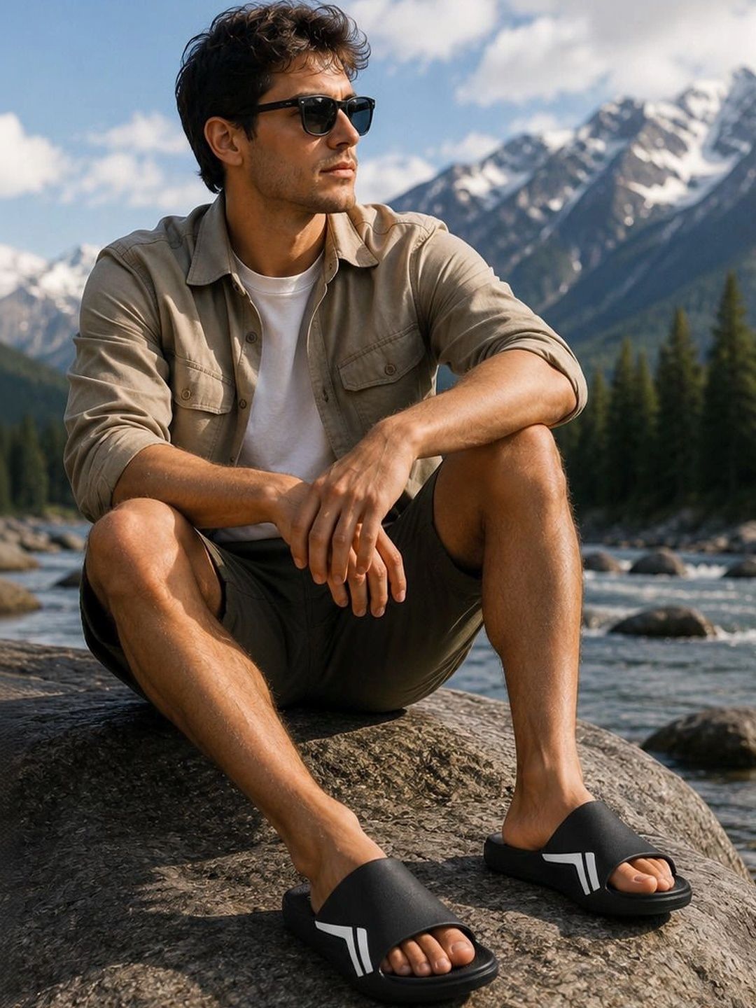 TRV Men Printed Sliders