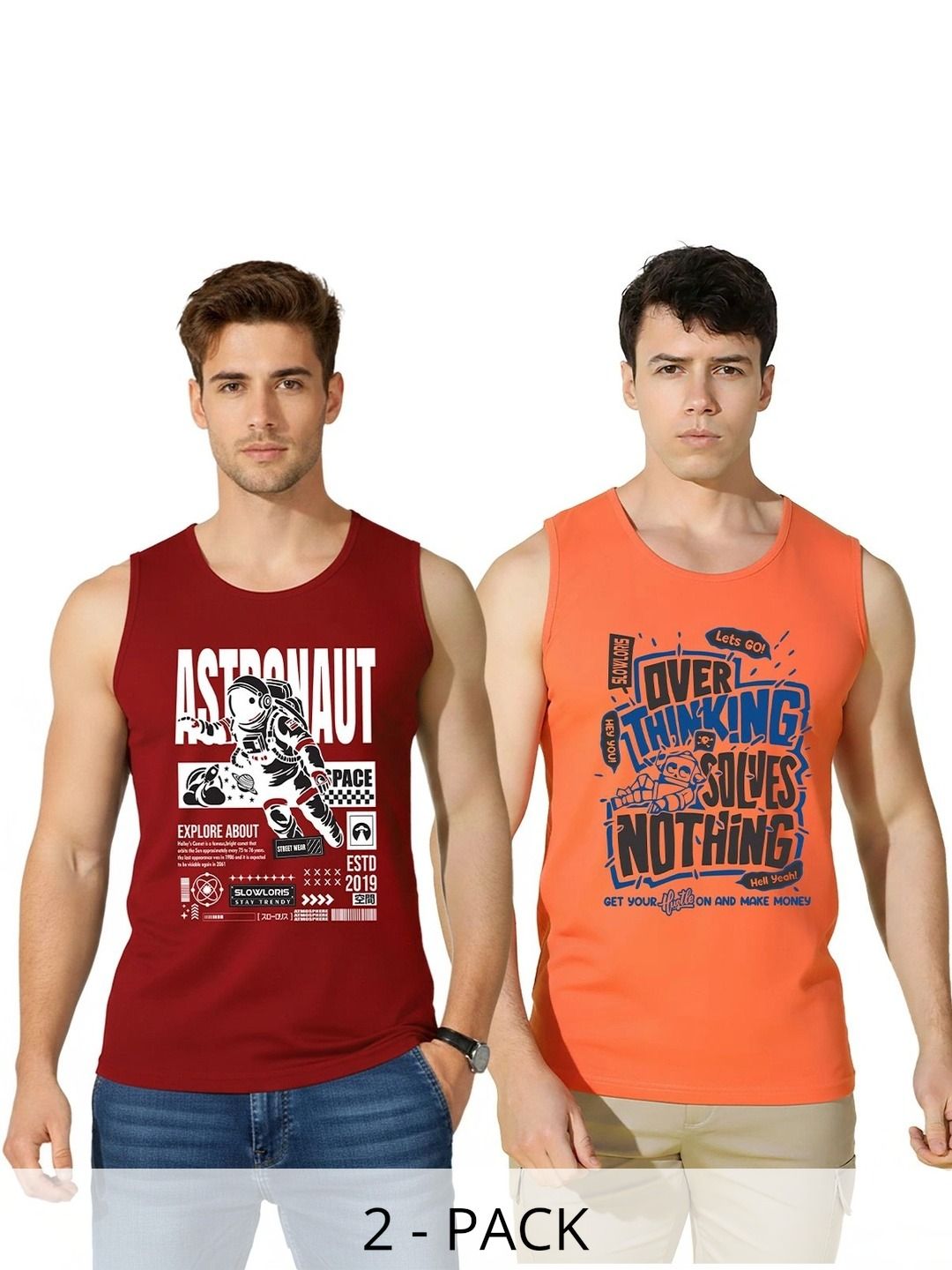 SLOWLORIS Men Pack of 2 Printed T-shirt