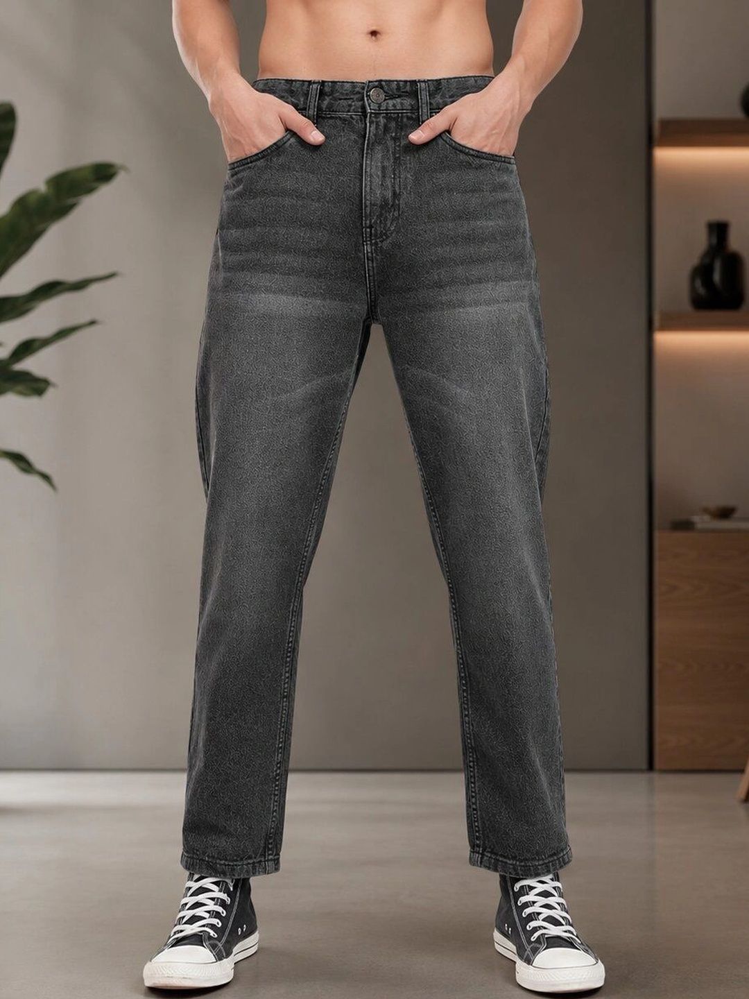 HIGH DENIM Men Straight Fit Mid-Rise Stretchable Jeans