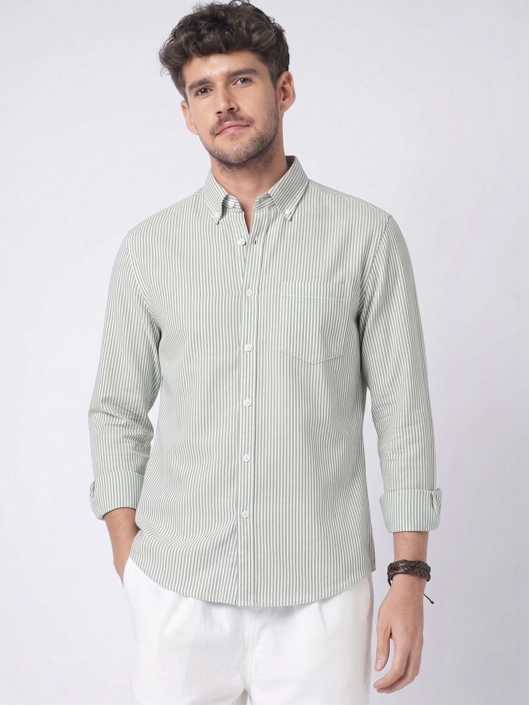 R.Code by The Roadster Life Co. Men Standard Striped Casual Shirt