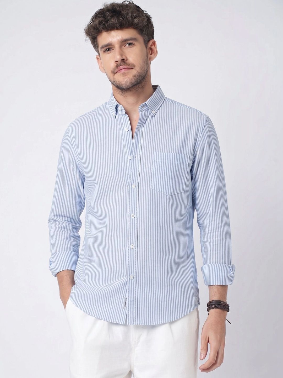 R.Code by The Roadster Life Co. Men Standard Striped Casual Shirt