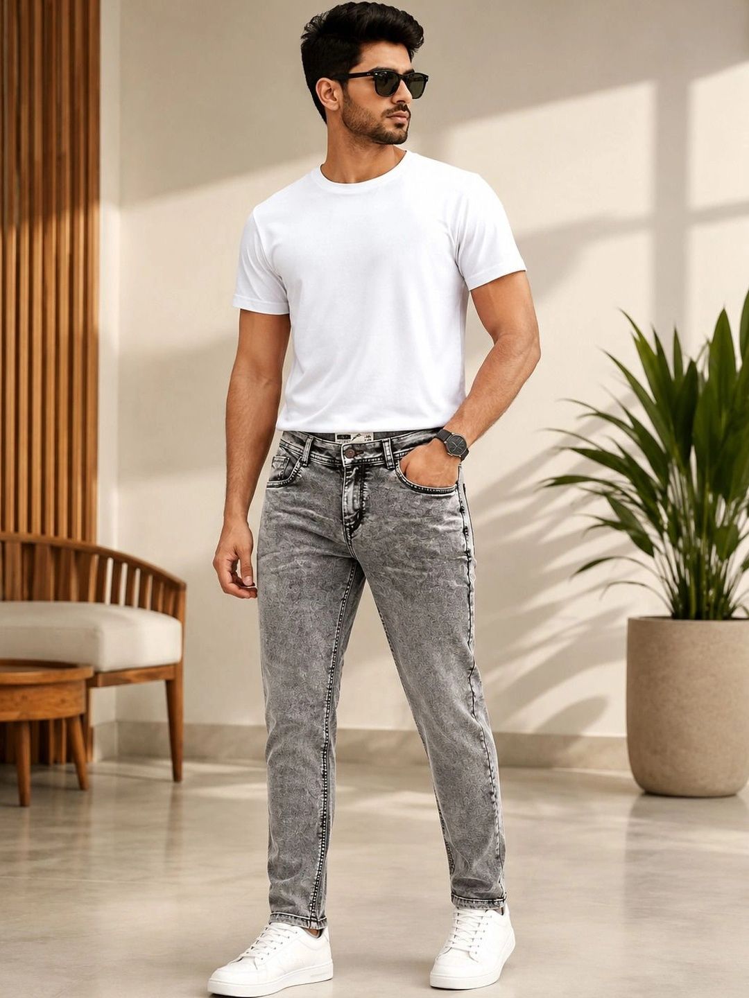 Global Jeans Men Regular Fit Mid-Rise Jeans