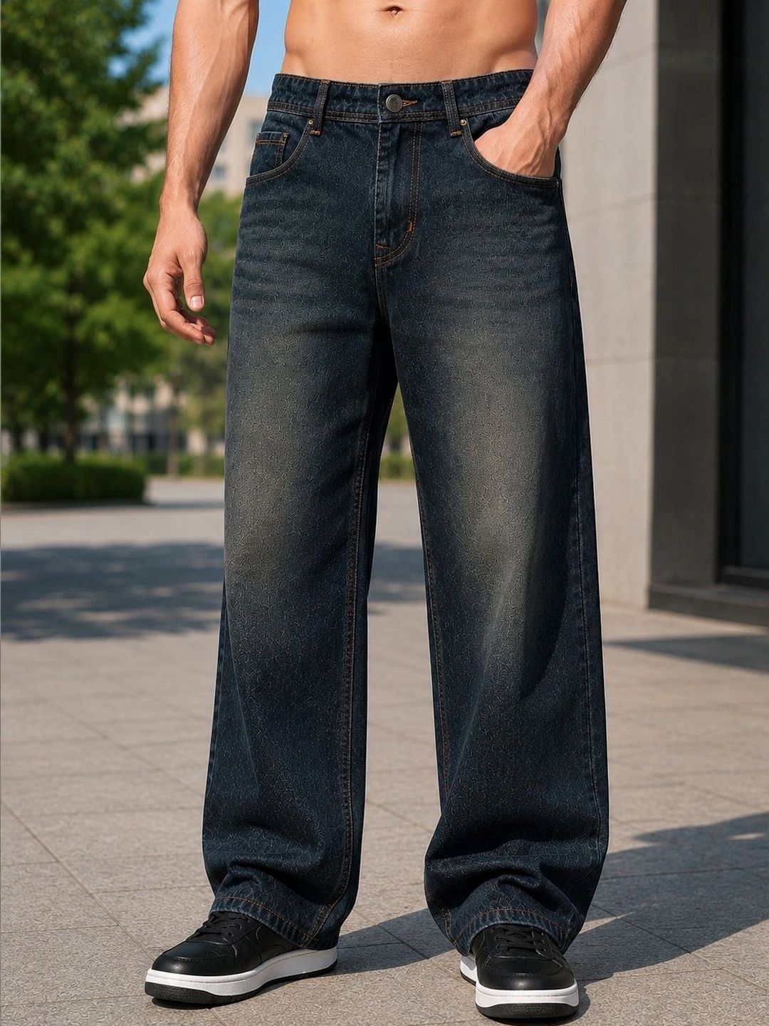 FALKRA Men Mid-Rise Low Distress Jeans