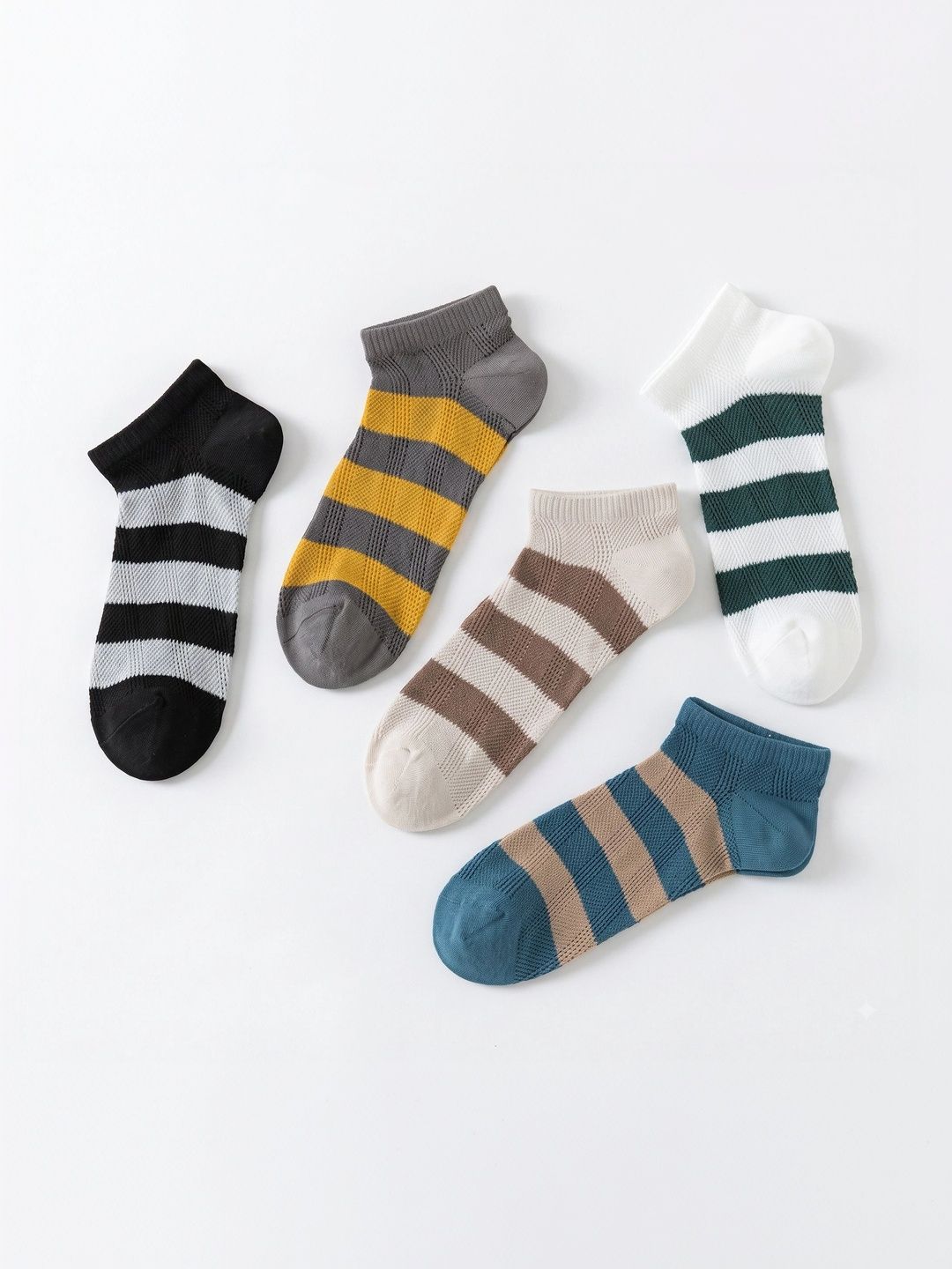 Moda Rapido Men Pack of 5 Cotton Blend Striped Ankle Length Socks