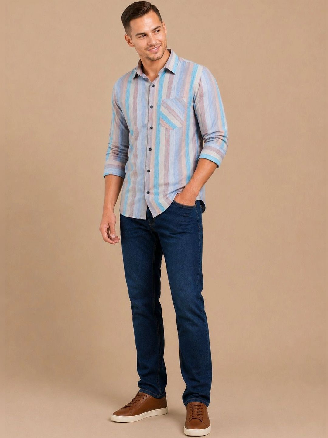 Mast & Harbour Men Comfort Multi Stripes Striped Casual Shirt