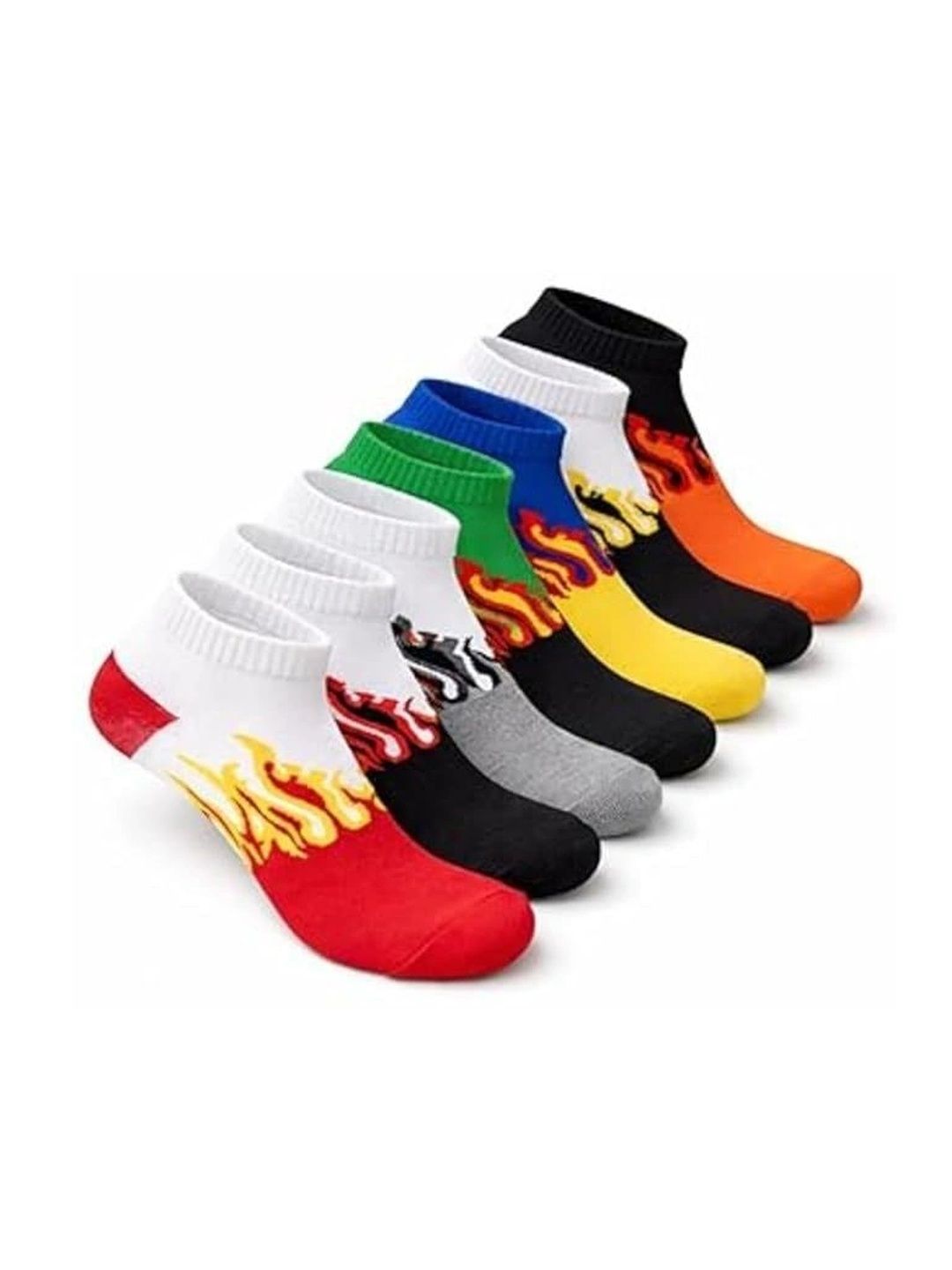 Moda Rapido Men Pack of 7 Cotton Blend Patterned Ankle Length Socks
