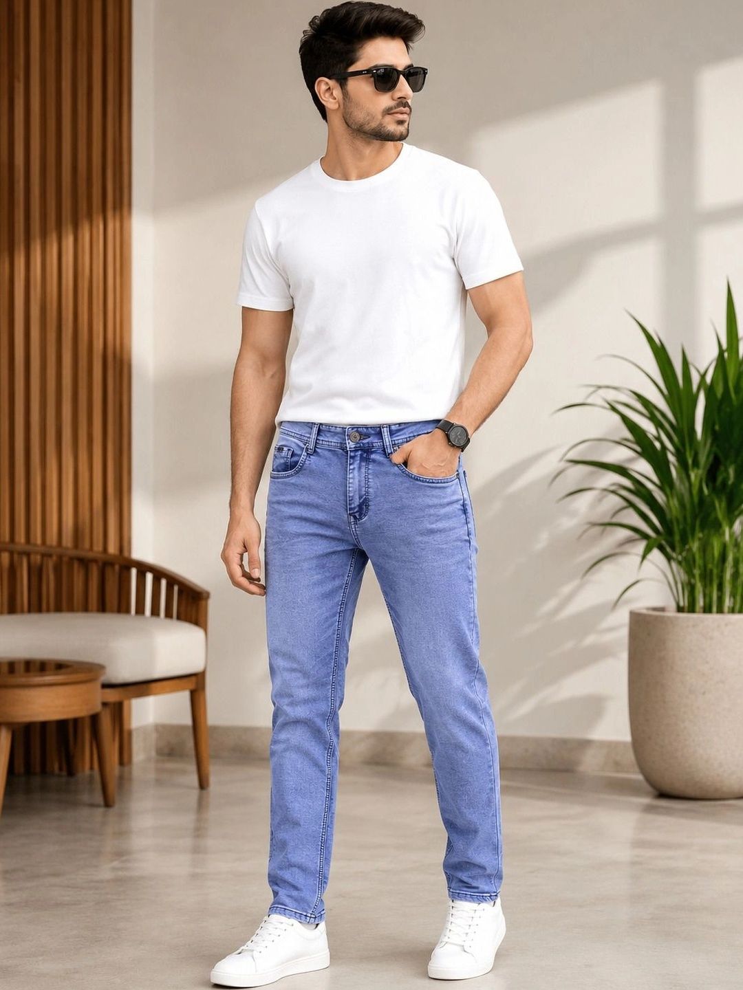 Global Jeans Men Regular Fit Mid-Rise Jeans