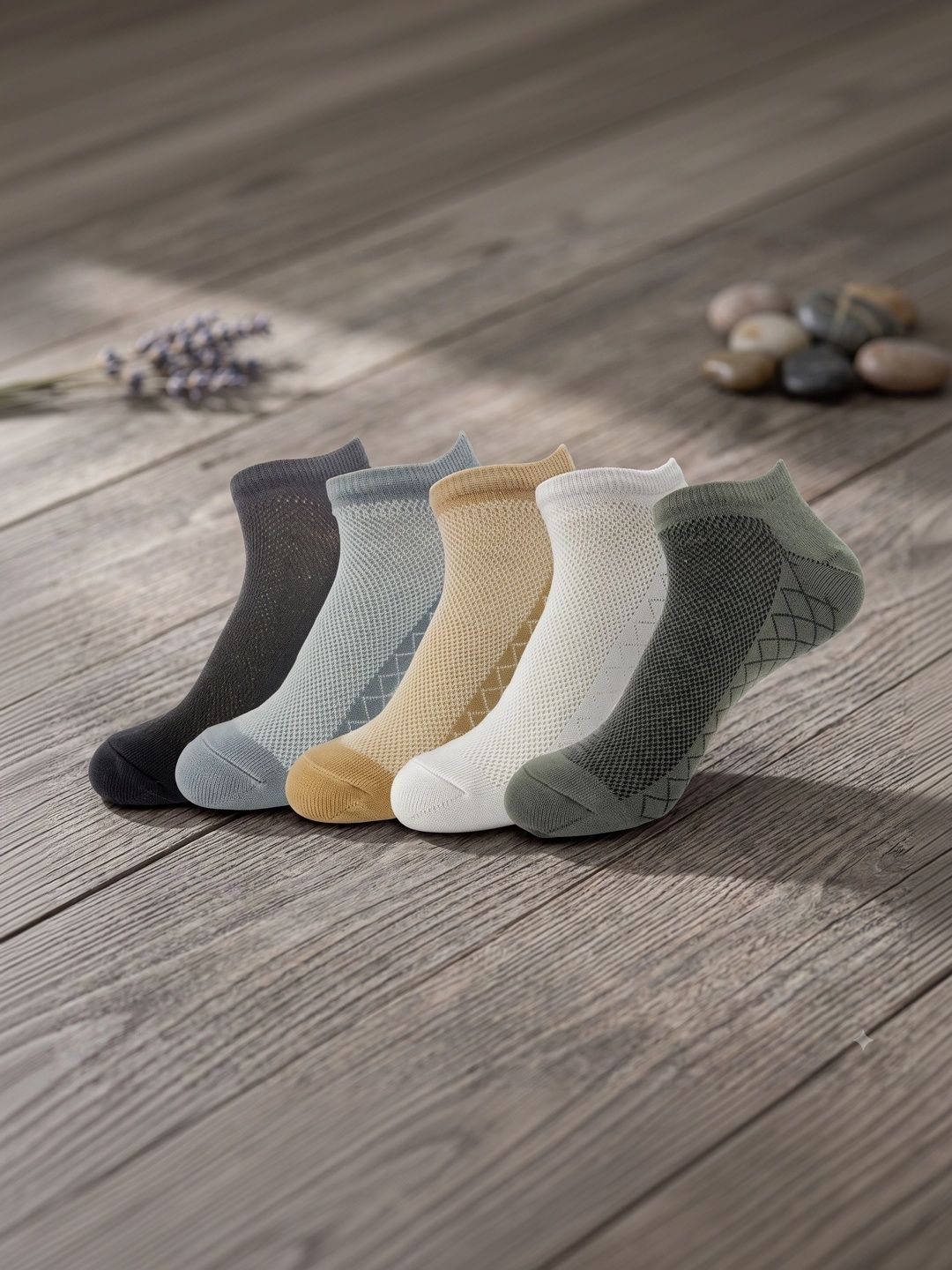 Moda Rapido Men Pack of 5 Cotton Blend Patterned Ankle Length Socks