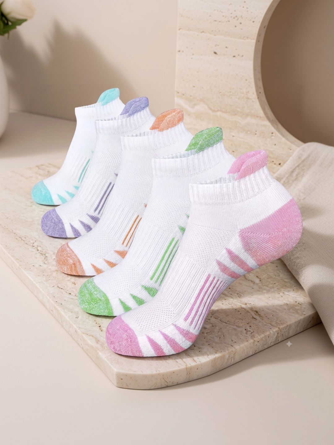 Moda Rapido Men Pack of 5 Cotton Blend Patterned Ankle Length Socks