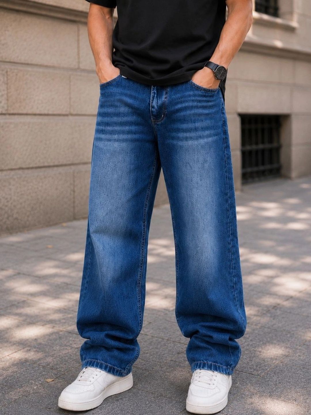 MQ Denim Men Straight Fit Mid-Rise Low Distress Light Fade Jeans