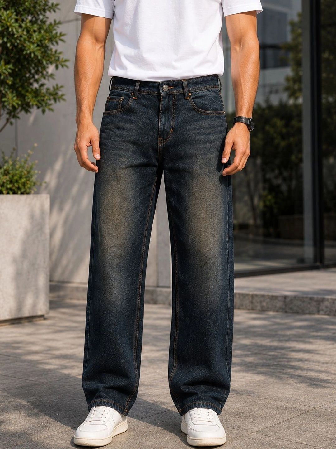 FALKRA Men Mid-Rise Low Distress Jeans