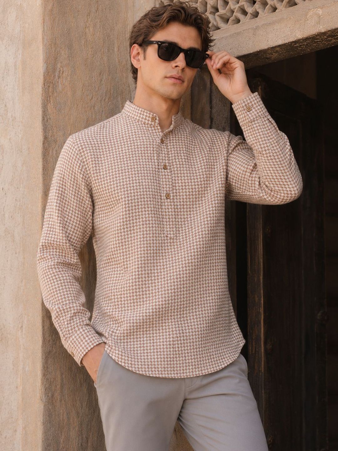 Anouk Men Self Weave Cotton Kurta