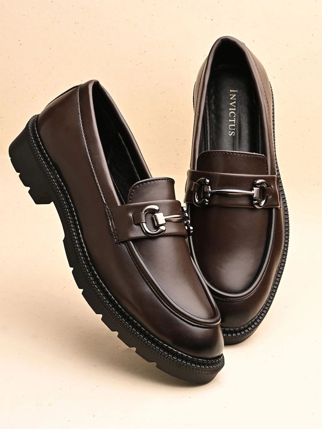 INVICTUS Men PU Round Toe Slip-On Loafers Shoes