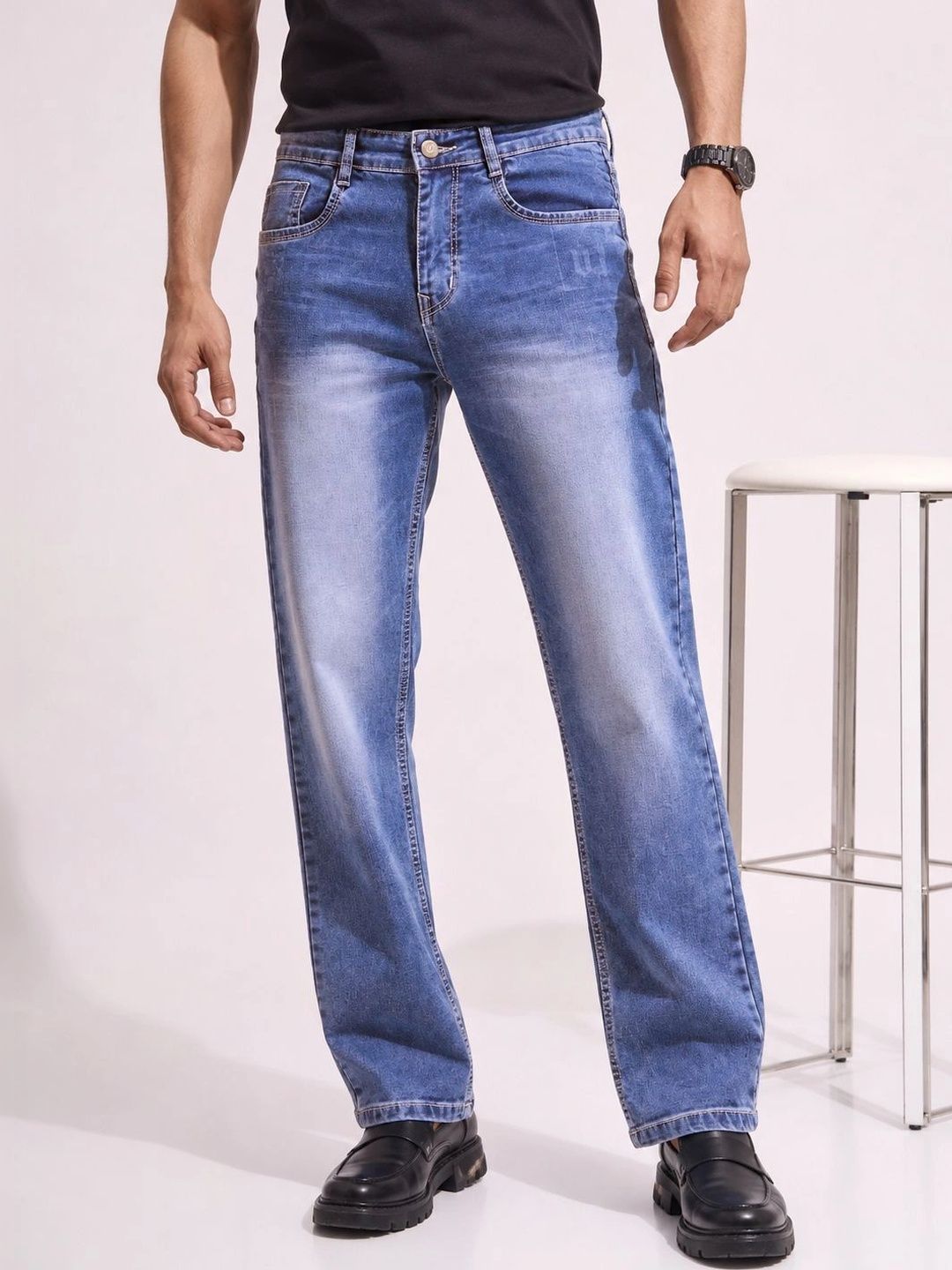 GEX Men Jean Regular Fit Mid-Rise Low Distress Stretchable Jeans