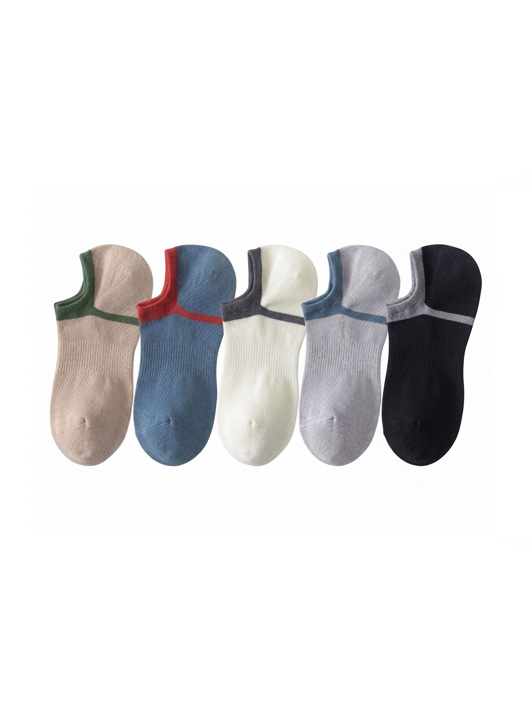 Moda Rapido Men Pack of 5 Cotton Blend Colourblocked Shoe Liners Socks