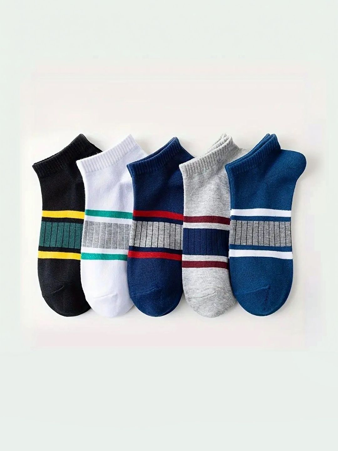 Moda Rapido Men Pack of 5 Cotton Blend Striped Ankle Length Socks