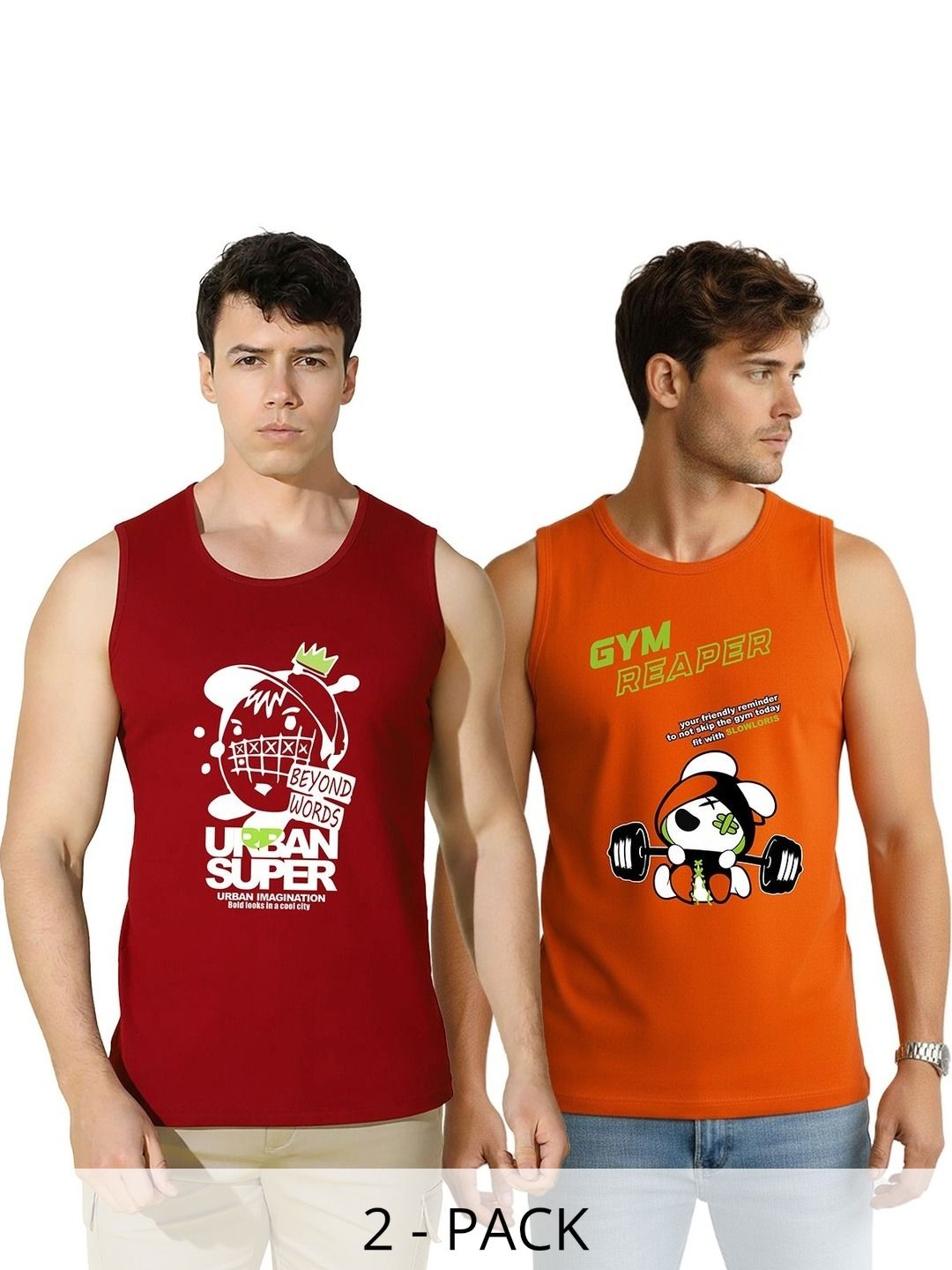CRYPTIC Men Pack of 2 Graphic Printed Cotton Casual T-shirts