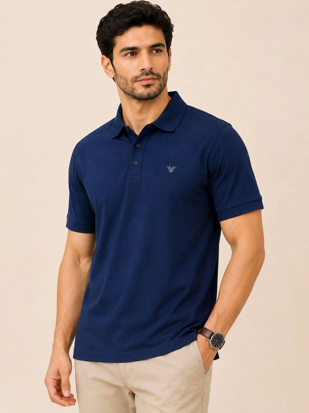 SZN Men Brand Logo Polo Collar Regular Fit T-shirt