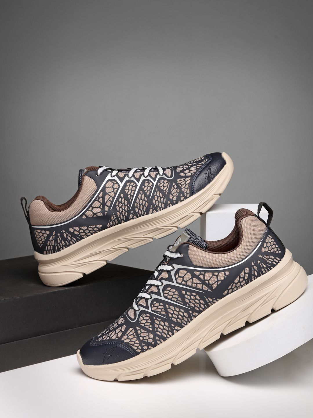 HOS Men FLORIO Textured PU Coated Leather Sneakers Lace-Up Casual Daily Wear Shoes