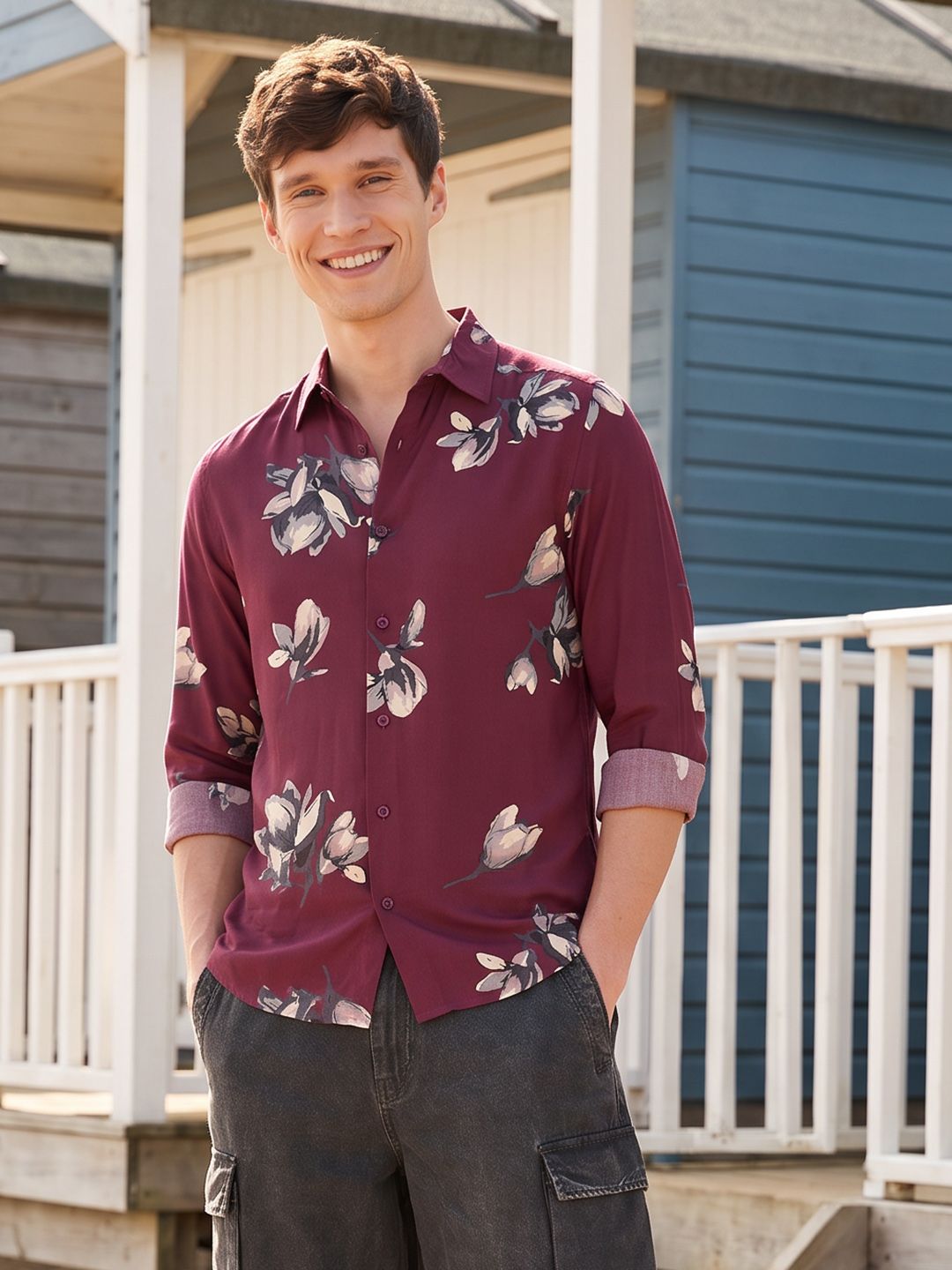 Mast & Harbour Easy Drape Printed Shirt